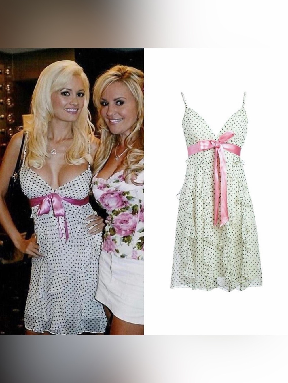 Polka Dot Ruffle Bow Mini Dress As Seen On Holly Madison